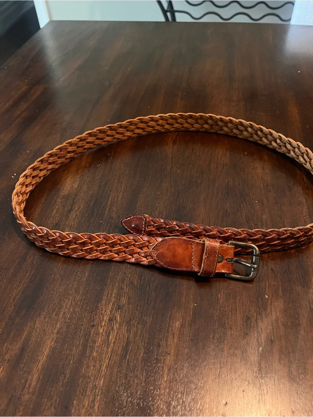 Braided Leather Belt — Brown
